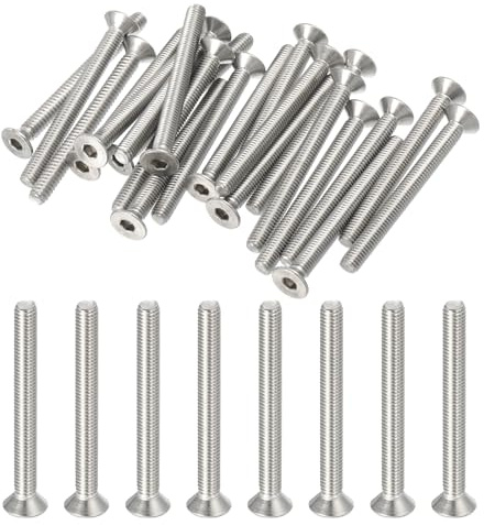 PATIKIL #10-32 x 2 Tornillos de Cabeza Plana, Paquete de 20 Tornillos de Acero Inoxidable 304 Avellanados Planos Tornillos de Máquina de Unidad Hexagonal Rosca Completa UNF Grado 6.8