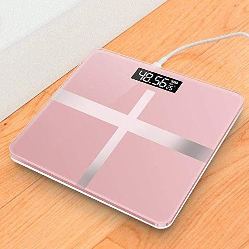 CRBUDY Bilancia pesapersone Bilancia da Bagno, Bilancia Elettronica Digitale Intelligente da Pavimento, Display LCD, Bilancia Digitale Body Index, 180 kg, Bilancia da Cucina Rosa (