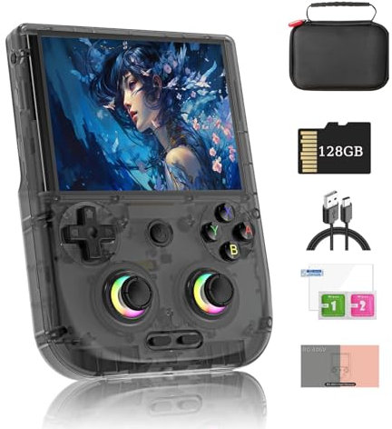 RG406V Console di gioco portatile retrò con borsa per il trasporto, schermo IPS touch screen da 5,4 pollici Unisoc T820 Android 13 integrato 128G 4000 giochi per videogiochi per bambini ragazzi