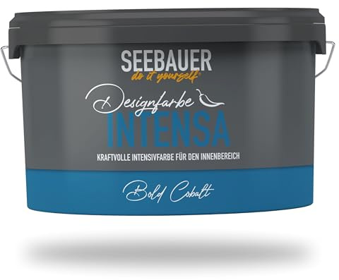 SEEBAUER diy Intensivfarbe INTENSA Blau 2,5L (Bold Cobalt) Edelmatte Wandfarbe Dunkelblau - Innenfarbe sehr hohe Deckkraft - Matt, Abwaschbar und Tropffrei