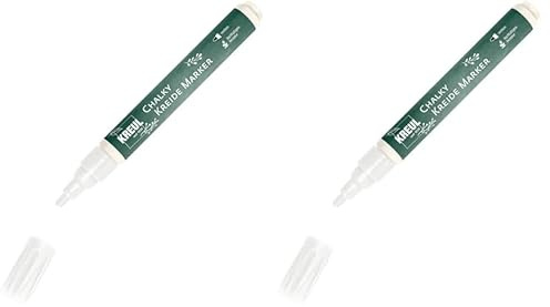 Kreul 22711 - Chalky Kreidemarker Medium, Snow White, matt, pastellige Flüssigkreide, non-permanenter Kreidemarker zum Bemalen & Beschreiben von Tafel- und Glasoberflächen (Packung mit 2)