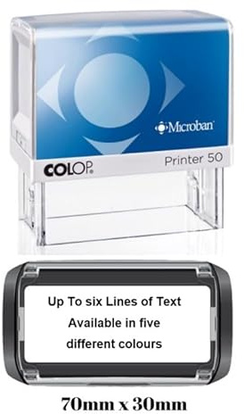 Handy Stamps Colop Premium Personalised Custom Made Self-Inking Business Company Address Rubber Ink Stamp - Up to 6 Lines of Customised Text with a Choice of Colour Options - 69mm x 30mm