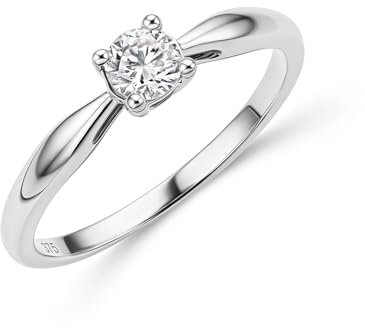 MIORE Schmuck Damen, Verlobungsring Damen, Ring Gold 375 9kt mit Diamant 0.25 Ct in Krappenfassung, Echt Gold Damenring, Goldring, Ring Damen, Damenschmuck Handgemacht