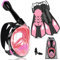 Joellfuner Set da Snorkeling per Adulti, Maschera Subacquea Integrale, 180° Visuale Panoramica, Anti-Appannamento e Anti-perdite, Pinne Regolabili, Adatto alle Immersioni e al Nuoto (Rosa, L/XL)