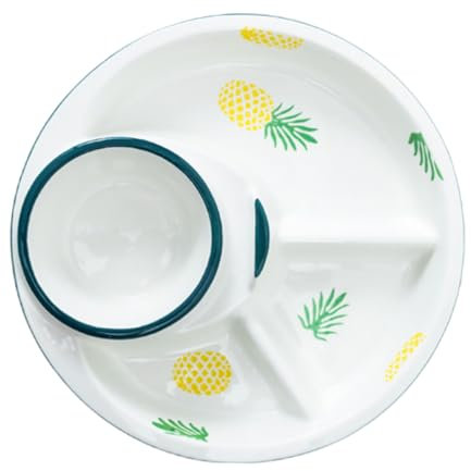 HOLIDYOYO Assiette Compartimentée Céramique Déjeuner Plateau Repas Multi-cases Antidérapant Plateau Snack Maison Et Résistant