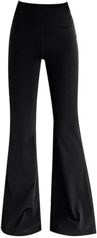 Plain Bell Bottoms for Girls Leggings Yoga Trousers for Teens Jazz Latin Dance Pants Black Trousers Tight Athletic Joggers Flared Skinny Casual Bottoms for Kids (Black, 15-16 Years)