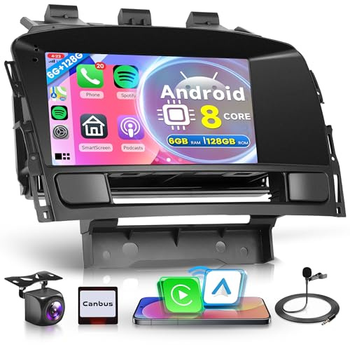 6G 128G Android Car Radio for Vauxhall Astra J Buick Excelle 2010-2014, Rimoody 7 inch Touch Screen Car Stereo Carplay/Android Auto/GPS/Wifi/SWC/Bluetooth/FM RDS + Backup Camera