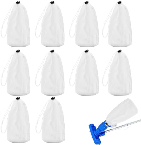 Bolsas para Aspirador De Piscina,Recambios de Bolsas para Aspirador de Piscina - 10 Piezas Fundas De Nylon para Limpieza De Agua con Cordón De Cierre para Suciedad, Hojas, Y Cabello En