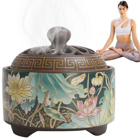 Quemadores De Incienso | Quemador De Incienso Decorativo para Exterior - Bandeja Redonda con Patrones Decorativos para Mesa De Té Alfeizar Iglesia Uso En Interior Y Exterior