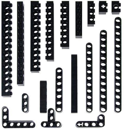 114 Stück Technische Bauteile-Set – 1-16 Noppen, T-förmig & L-Träger,Black | Technical ersatzteile mit Liftarm, Lochbalken , Kompatibel mit großen Marken, Spielzeug für Jungen, Erwachsene