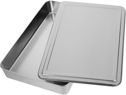 Garneck Edelstahl Backform mit Luftdichtem Deckel Rechteckige Kuchen und Auflaufform Gleichmäßige Hitzeverteilung Stapelbar Spülmaschinengeeignet Geeignet für Toasterofen zum Backen von