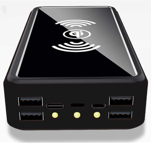 Batterie Externe Solaire 100 000 mAh, Chargeur Portable Haute capacité avec 5 Sorties, 4 entrées et Lampe de Poche LED, pour téléphone, Camping, etc., Noir