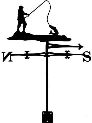 Veleta de viento decorativa, paleta de metal para jardín, estaca de acero inoxidable, veleta de granja, escena duradera, indicador de dirección del viento, herramienta de medición (pescado)