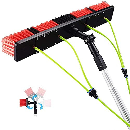 Pulitore per pannelli fotovoltaici 312M Spazzola telescopica alimentata ad acqua per la pulizia di finestre e verande, palo estensibile con spazzola da 30 cm, strumento di pulizia efficiente del
