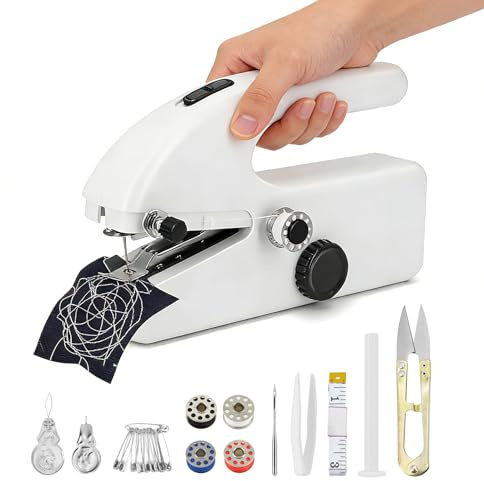 Mini maquina de coser manual - alouweekuky, portatil 2 modos, fácil usar, ara uso doméstico, para ropa, cortinas, manualidades