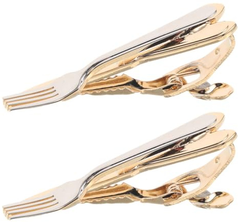 Beaupretty 2pcs Copper Cutlery Tie Clips for Men with Unique Fork and Knife Design Copper Material Secure Hold for Business Wedding and Formal Suits Minimalist Style Accessories