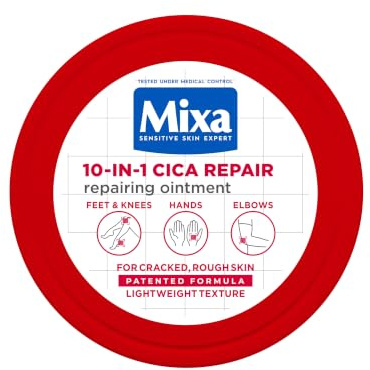 Mixa Balm 10-in-1 Cica Repair Ointment Cracked Rough Foot Care 150ml | With 40% Glycerin Urea and Allantoin, Repairing Balm for Cracked and Rough Skin, Suitable For Slugging and Foot Care