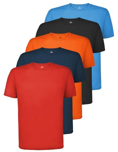 ALPIDEX Herren Funktionsshirt 5er Set Sportshirt Atmungsaktiv Rundhals | 100% Polyester, schnelltrocknend, Laufshirt, Fitnessshirt, Gym, Training, Sommer, OEKO-TEX