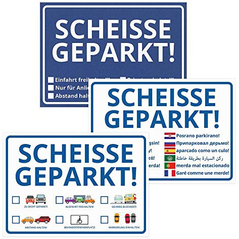 trendaffe Scheisse Geparkt! Notizblöcke im 3er Set - Notizzettel Notizbuch Schreibblock