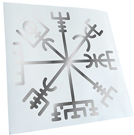 Kiwistar - Autoaufkleber - Chrom - 10x10cm Vegvisir - Runic Compass - Heckscheibe Auto Aufkleber wetterfest für Kfz LKW Mofa Truck - Sticker außen selbstklebend Tuning Zubehör für Fenster Fahrzeug