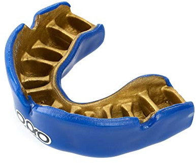 Opro Power Fit Einfarbiger Mundschutz für Erwachsene (individuelle Passform), Blau/Gold