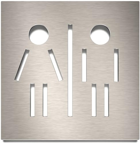 Edelstahl WC-Schild - selbstklebend & pflegeleicht - Design Toiletten-Schild C-05-E