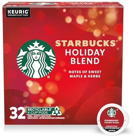 STARBUCKS Holiday Blend, Café Arabica 100%, Medium Roast, 32 Capsules, Machine à café individuelle, Café en dosettes, 32 unité
