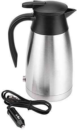 Auto Wasserkocher, Fydun 1000ML Edelstahl Elektrischer Reisewasserkocher Tragbarer Thermoskanne Zigarettenanzünder für 12V/24V Wasser Kaffee Getränke Heizung