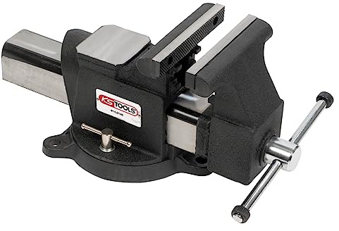 KS Tools - 914.0146 - Etau d'atelier à mors parallèles - 150 mm - Base tournante - étau d'établi polyvalent