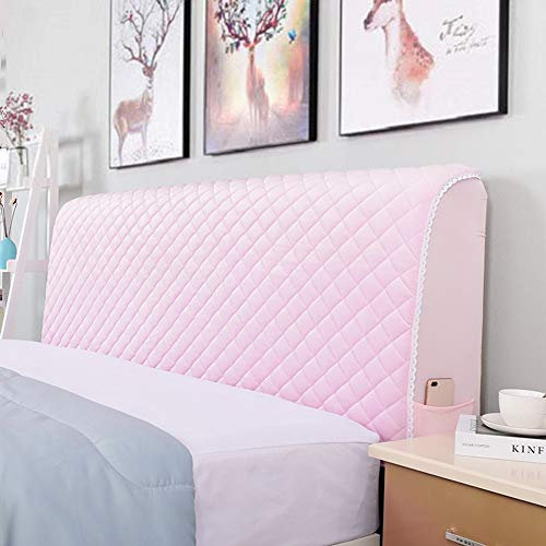 N/A Boxspringbett Kopfteil Bezug, Betthusse Boxspringbetthusse Elastisch Staubhülle Husse Kopfteilbezug Verdicken Samt Protector Schonbezug Waschbar Für Dekoration Bett Kopfteil 230 cm Rosa