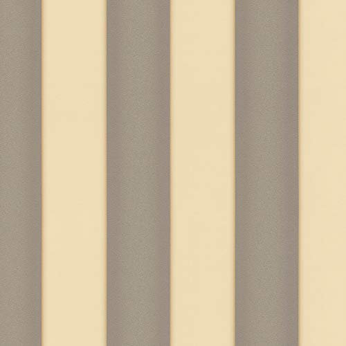 Papier peint intissé à grosses rayures | Tapisserie rayures beige crème & marron | Papiers peints modernes pour salon & couloir