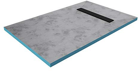 Marwell - Elemento doccia 80 x 120 x 4 cm, piastrellabile direttamente con canalina di scarico integrata in nero e orizzontale, montaggio su pavimento e senza barriere, pendenza integrata