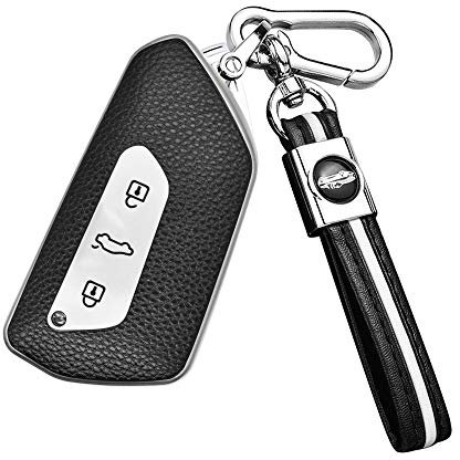 ontto Autoschlüssel Hülle Cover für VW ID.3 ID.4 Golf 8 Seat Leon MK 4 Tarraco Ateca Skoda Octavia 2020 Schlüsselhülle TPU Leder Schlüsselanhänger Schlüssel Schutz Etui Fernbedienung 3 Tasten-Silber