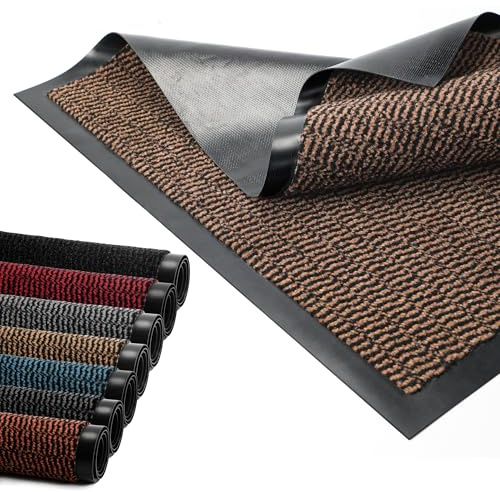 BLADO Door Mat Barrier Mat Non Slip Rubber Mats Washable Light Weight Heavy Duty | Floor Mats Kitchen Rugs Dirt Trapper Doormat Entrance Rug Shoes Scraper Super Absorbent Carpet (40cm x 60cm, Brown)