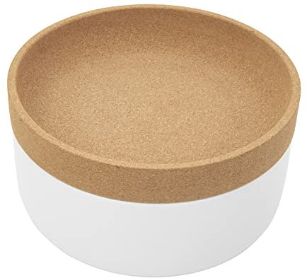 Kamenstein Große Schüssel mit 2 Fächern, verlängert Frische, 27,9 x 27,9 x 15,2 cm, Naturkork und weiße Keramik