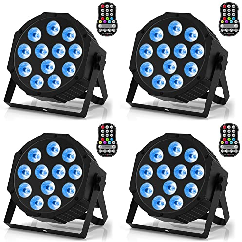 Rechargeable Par Lights, RGBW LED Uplights Battery Powered Stage Light, HOLDLAMP Par Can DJ Lights Sound Activated with Remote & DMX Control for Festival Party Event Wedding Bar.
