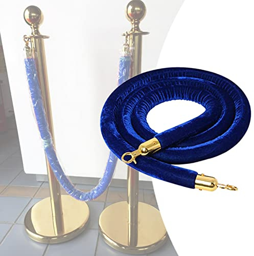 BIBOYA Absperrpfosten Blaue Samtpfostenseil-Massenkontrollbarriere, Kommerzielles Warteschlangen-Hängeseil mit Goldenen Haken, Hängeseile für Ausstellung/Theater