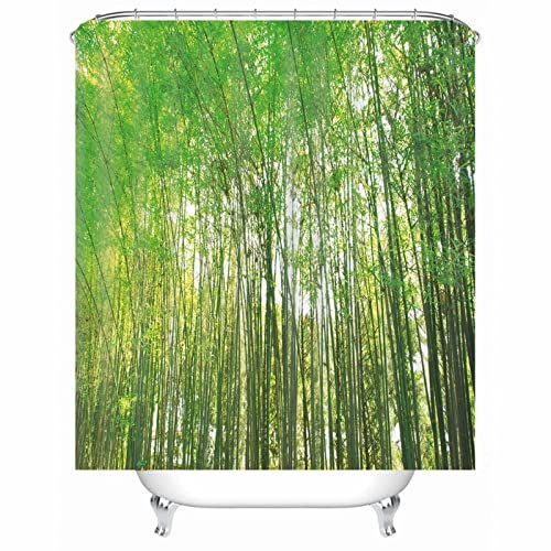 EHOMERY Duschvorhang Nach Maß Duschrollo Uni Bäume Polyester Grün Rostfreie Ösen Und 12 Hakenringe, 140X180Cm