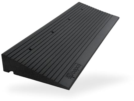 bepco Premium Schwellenrampe - Auffahrrampe aus recycltem Gummi, mit eingelagerten Unterlegscheiben für Terassen, Türschwellen, Bordsteinkanten, Treppen (ohne Befestigung, 100 x 35 x 10 cm)