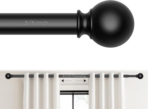 JRZOO Curtain Rod for Windows 18-45 Inch, Black 5/8 Inch Small Window Treatment Rods, Short Adjustable Splicing Drapery pole, Matte Black