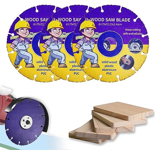 Kizaten 3Pcs Disque à Tronçonner,125 mm Disque à Tronçonner Carbide Multi Wheel,Disque a Tronconner Bois pour Meuleuse d'Angle Pour Planches,Caoutchouc,Contreplaqué,Clous en Acier