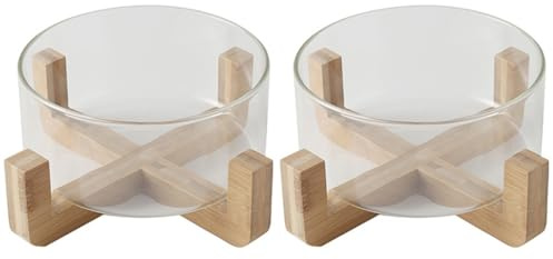 BESTonZON 2 Pièces Bol à Salade De Fruits Bol: Verre Avec Support En - Gamelle Chat Chien Gamelle Chat Surélevée Avec Support Et Pieds Verre