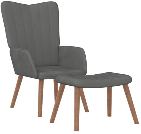 vidaXL Relaxsessel mit Hocker Dunkelgrau Samt