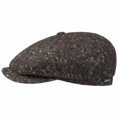 Stetson Hatteras Newsboy Flatcap Melierte Schirmmütze Classic Design Nachhaltige Ballonmütze 100% Schurwolle Made in EU Herren Herbst/Winter grau-meliert 58 cm