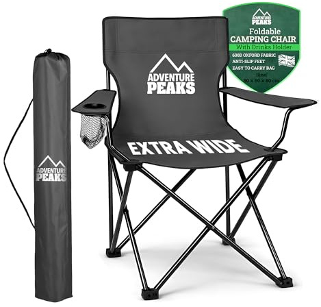 Folding Camping Chairs for Adults - Foldable Camping Chair with Cup Holder & Carry Bag - Heavy Duty Camping Chair Holds upto 120kg – Ideal for Camping, Garden, Beach & Outdoor Activities