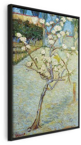 murando - Quadro con Cornice Nera Vincent Van Gogh 80x120 cm 1 Pezzo - Stampa su Tela - Quadri Moderni Soggiorno Grandi - Decorazioni da Parete Pittura Albero di Pesco in Fiore l-F-10019-b-a