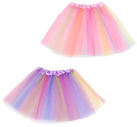 2 Tütü Pink Tüllrock Regenbogen Klassischer Tüllrock Damen Lagen Ballettrock Minirock Prinzessin Tanzkleid Mädchen Tüll Röcke für Frauen Geeignet für Verschiedene Anlässe (Helles Lila-Rosa)