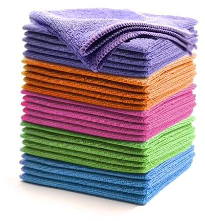 Stycypel 15 pezzi panni per la pulizia in microfibra,asciugamani per la pulizia,asciugamano riutilizzabile lavabile 30cm x 30cm multicolor