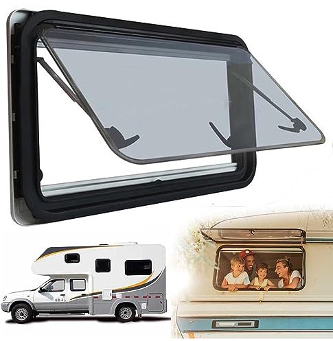Finestre, Finestre per camper, Finestre di ventilazione, Finestre laterali, Finestre scorrevoli con oscuranti e Zanzariere per camper (Black 700*500mm)