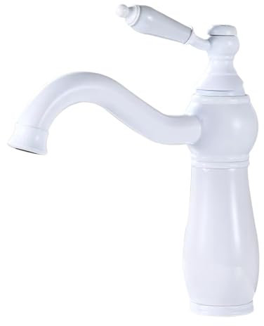 TENGJUN Basin Tap Full Copper Bathroom Washbasin Hot and Cold Natural Jade Faucet Household Bathroom Countertop Basin Faucet, White + Gold High